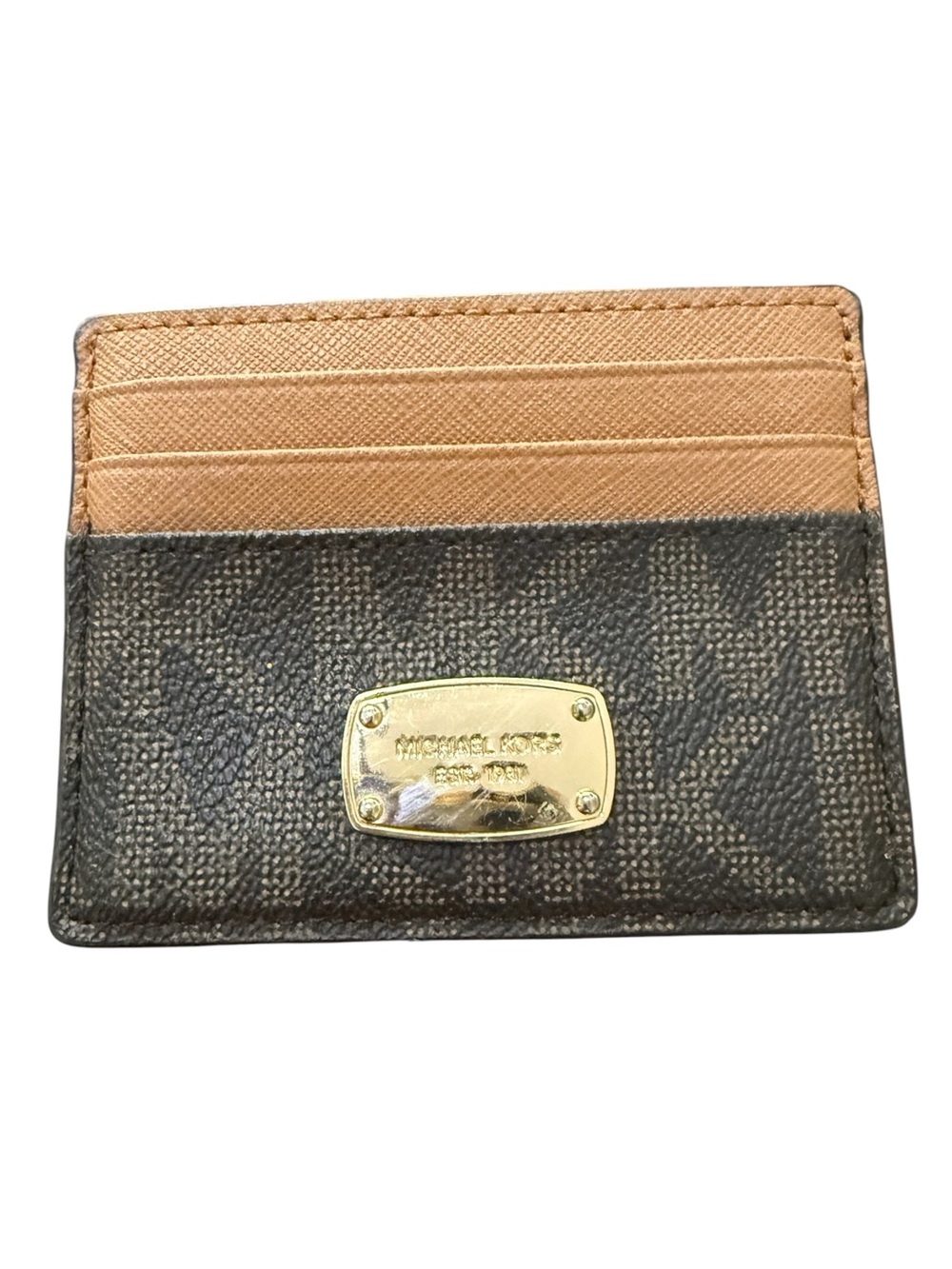 Michael Kors Dark and Light Brown Signature Card and License Holder
